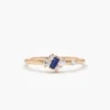 925 Sterling Silver Slanted Baguette Sapphire Ring - Image 2