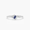 925 Sterling Silver Slanted Baguette Sapphire Ring - Image 3