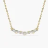 Sterling silver necklace with slanted marquise and round stones