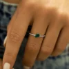 925 Sterling Silver Slanted Pear Shape Emerald Ring with Pave Diamonds