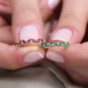 925 Sterling Silver Slanted Ruby and Round Diamond Ring - Image 4