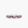 925 Sterling Silver Slanted Ruby and Round Diamond Ring - Image 6