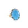 925 Sterling Silver Sleeping Beauty Turquoise Ring with Diamonds