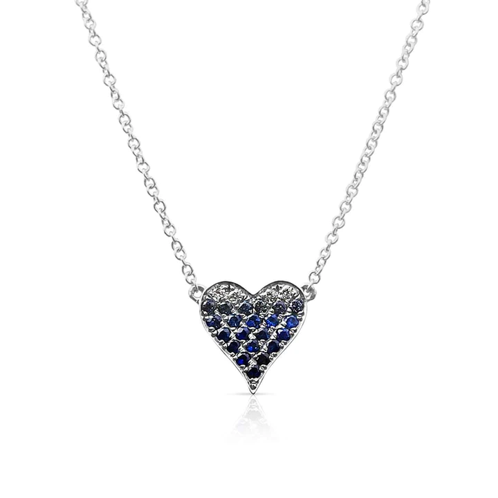 925 Sterling Silver Small Ombre Heart Necklace