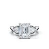 925 Sterling Silver Soild 925 Sterling Silver Solitaire Three Stone Pear Diamond Engagement Ring