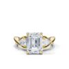 925 Sterling Silver Soild 925 Sterling Silver Solitaire Three Stone Pear Diamond Engagement Ring - Image 8