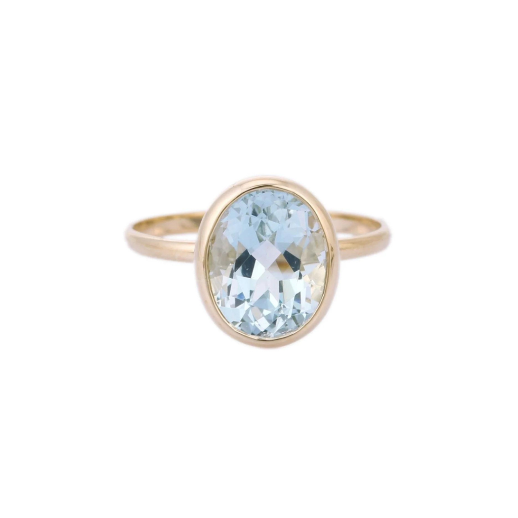 925 Sterling Silver Solitaire Aquamarine Ring