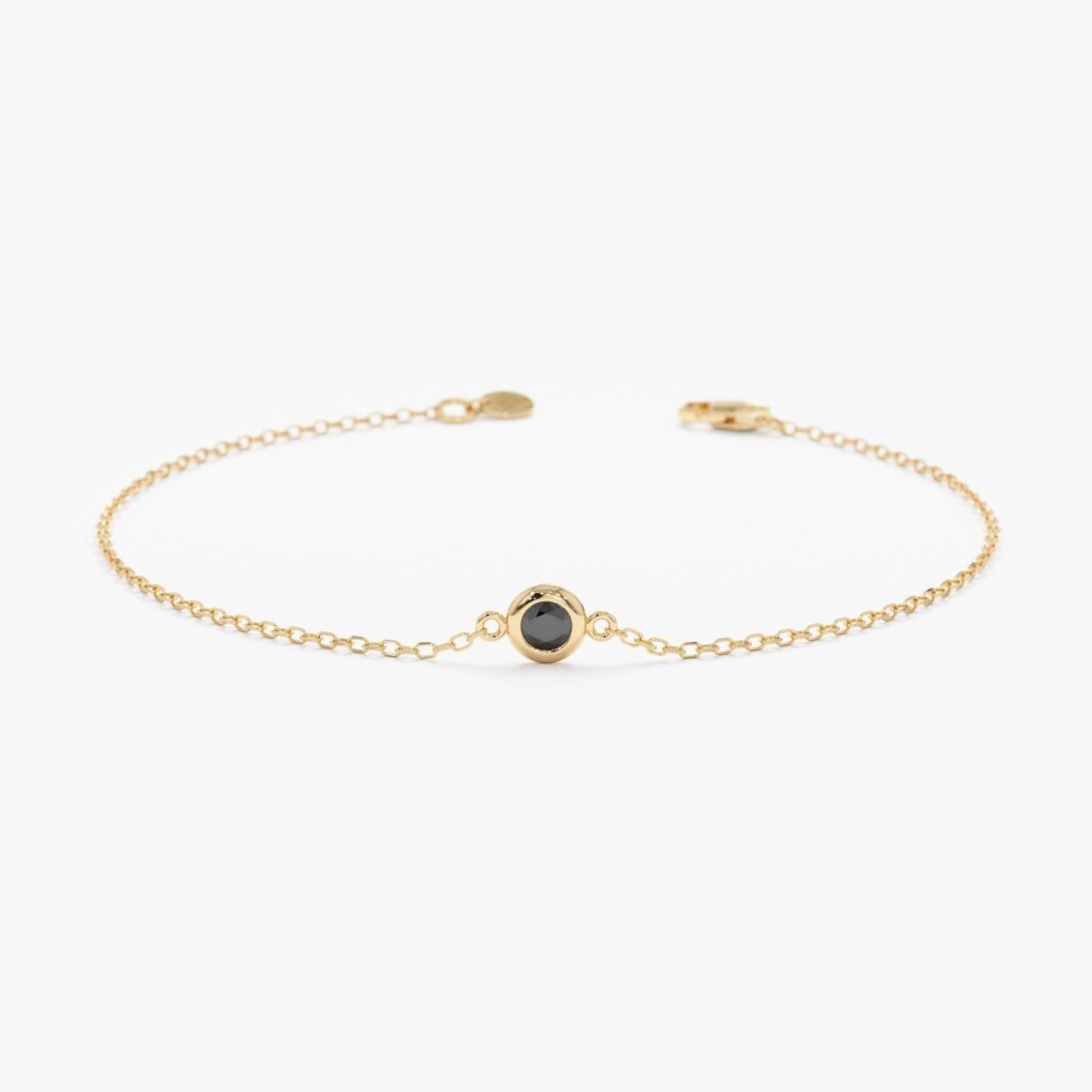 925 Sterling Silver Solitaire Black Diamond Bracelet
