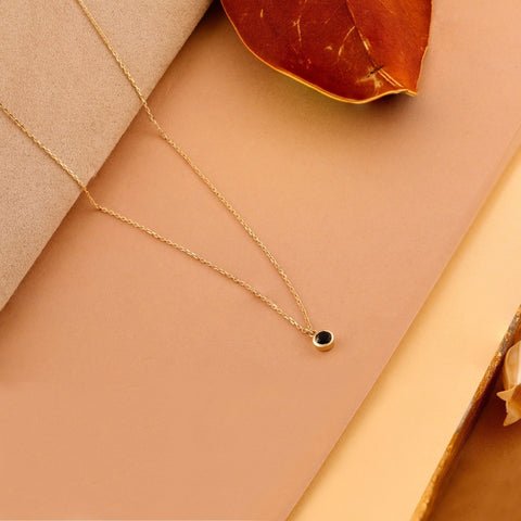 925 Sterling Silver Solitaire Black Onyx Necklace
