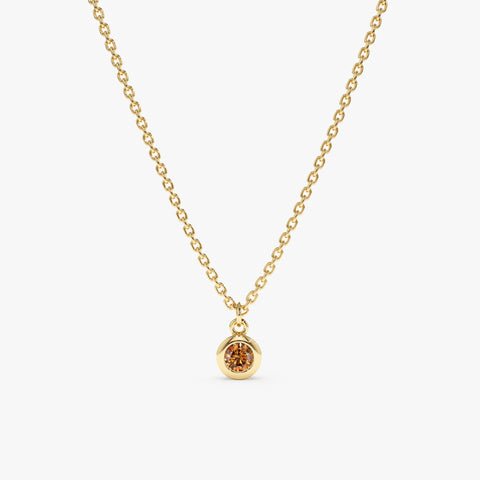 925 Sterling Silver Solitaire Citrine Pendant Necklace
