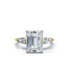 925 Sterling Silver solitaire engagement ring with emerald-cut CZ centre stone