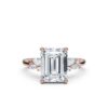 Sterling silver solitaire engagement ring with emerald-cut CZ centre stone