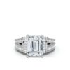 Sterling silver solitaire engagement ring with emerald-cut centre stone
