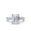 Sterling silver solitaire engagement ring with emerald cut stone