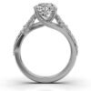 Solitaire engagement ring in 925 sterling silver with side accents