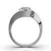 Comfort-fit sterling silver ring with a refined round stone