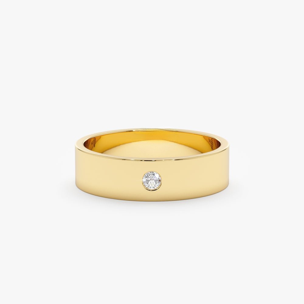 925 Sterling Silver Solitaire Diamond Wedding Band