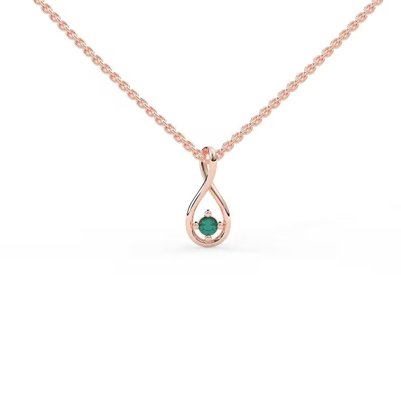 925 Sterling Silver Solitaire Emerald Necklace