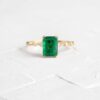 925 Sterling Silver Solitaire Emerald Ring