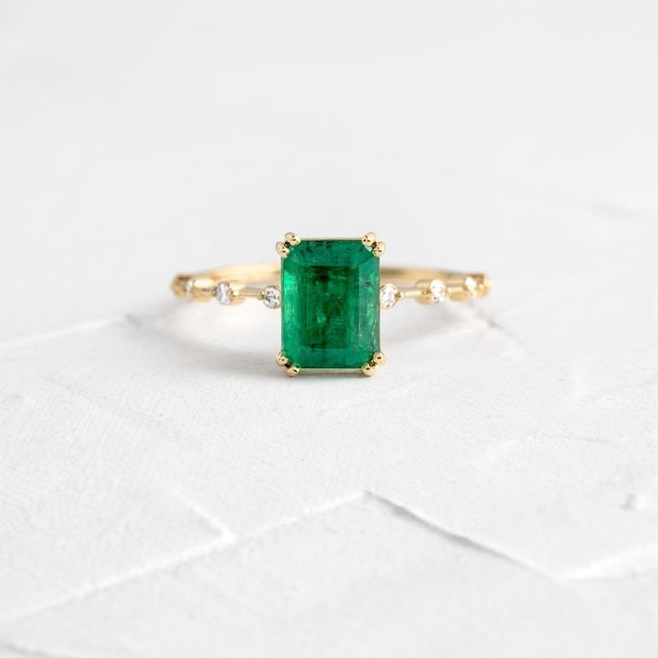 925 Sterling Silver Solitaire Emerald Ring