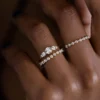 Sterling silver ring featuring a premium CZ diamond and pave setting