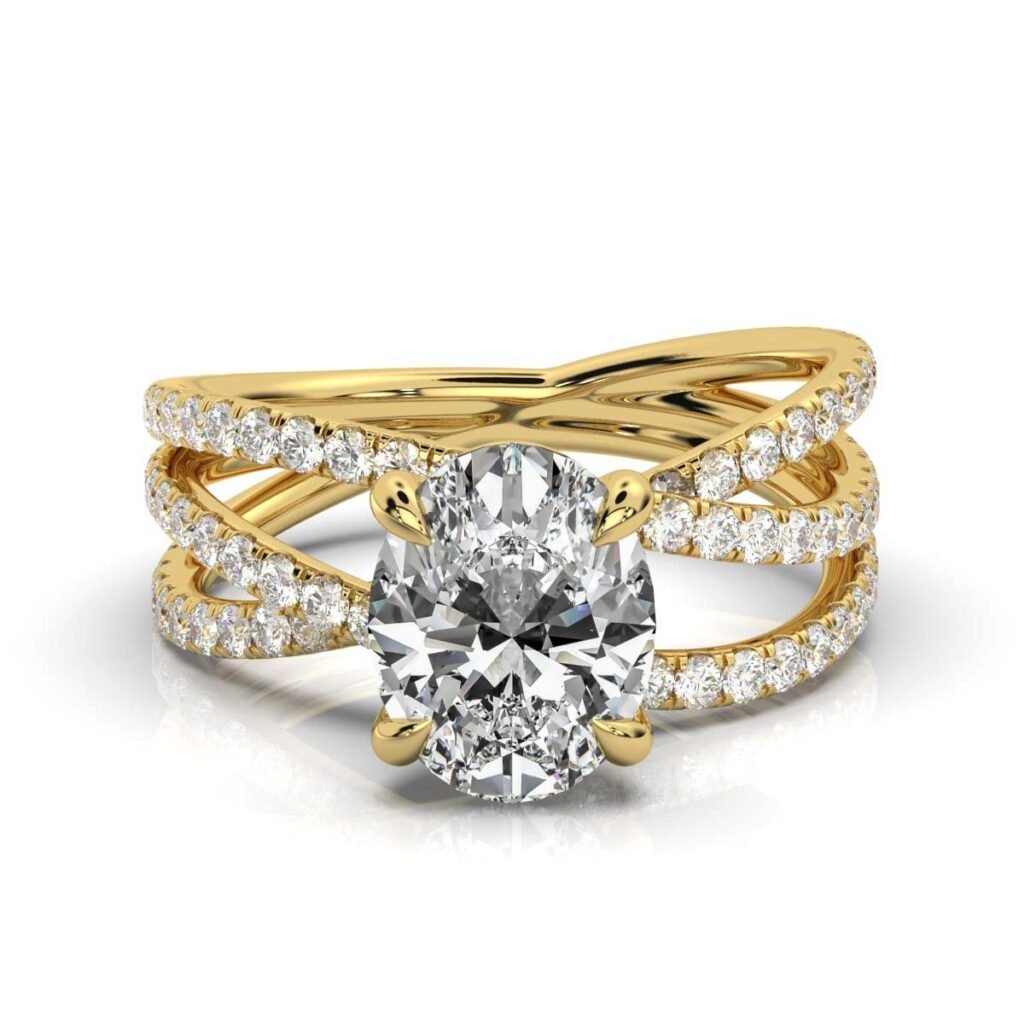 925 Sterling Silver Split Shank Diamond Engagement Ring