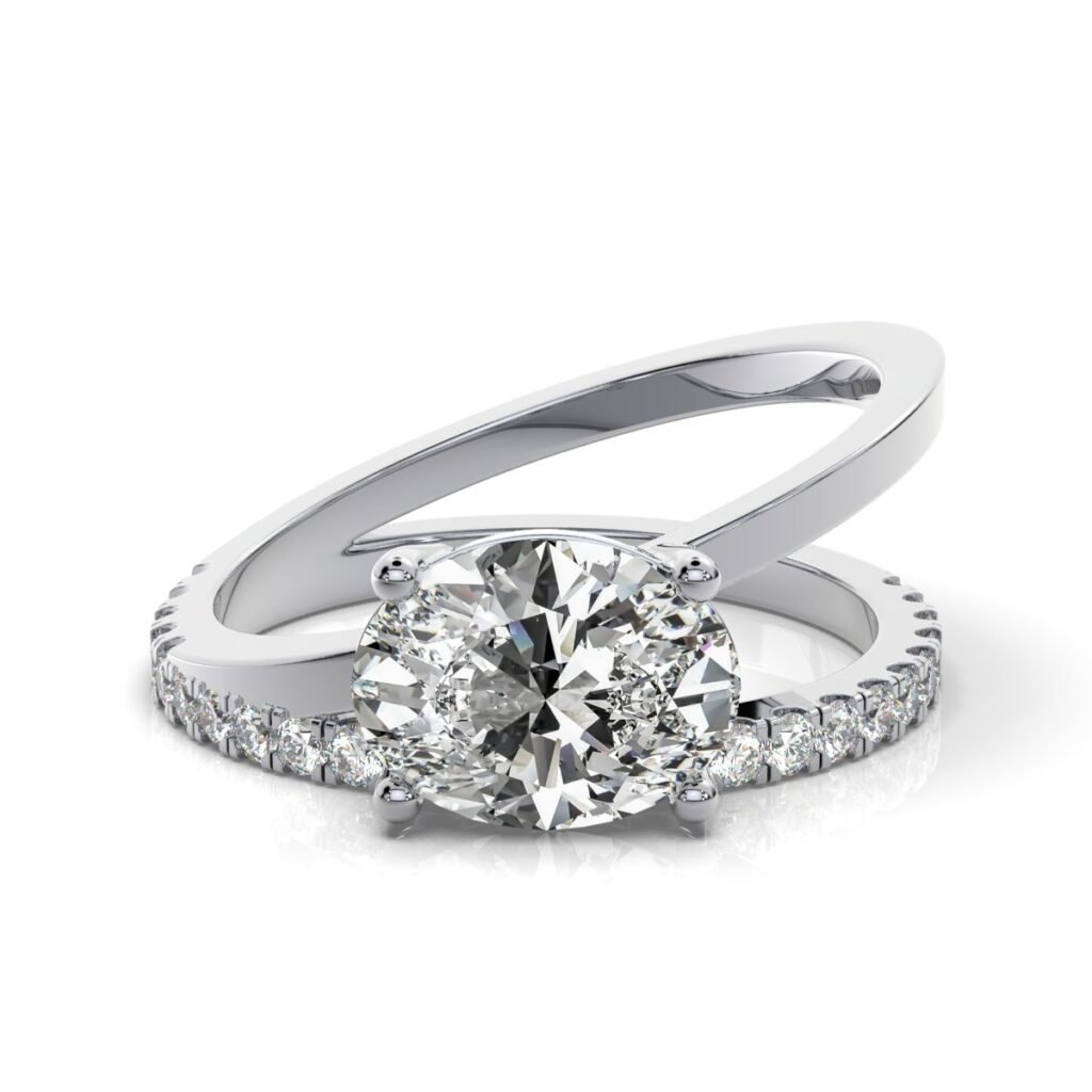 925 Sterling Silver Split Shank Diamond Engagement Ring