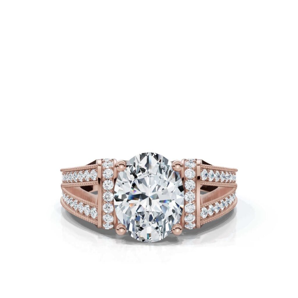925 Sterling Silver Split Shank Diamond Engagement Ring