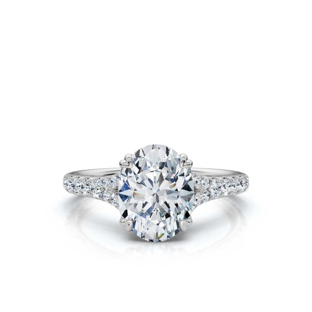925 Sterling Silver Split Shank Diamond Engagement Ring