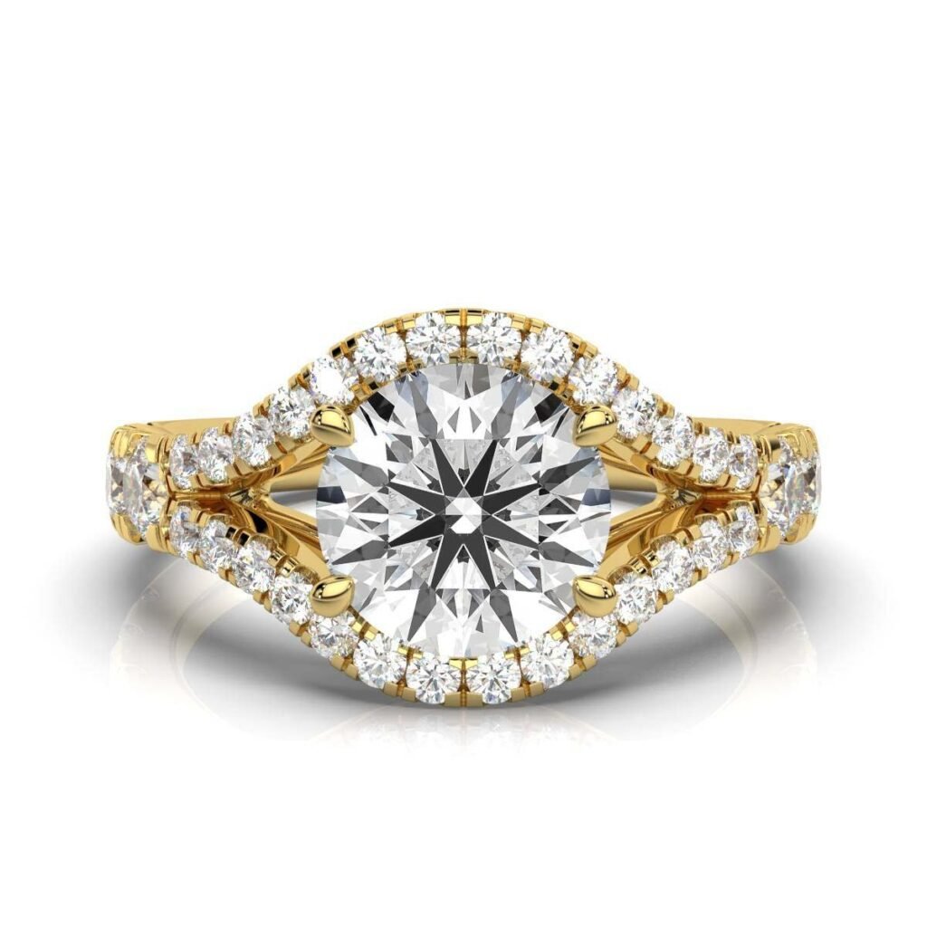 925 Sterling Silver Split Shank Diamond Engagement Ring