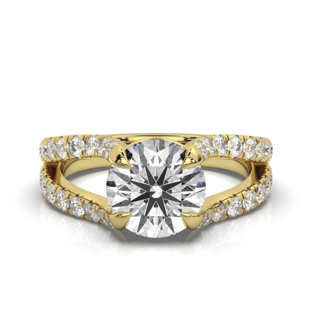 925 Sterling Silver Split Shank Diamond Engagment Ring