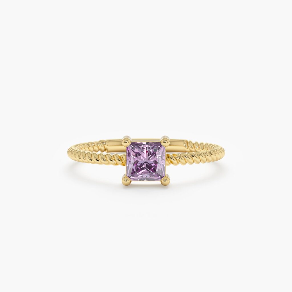 925 Sterling Silver Square Amethyst Ring