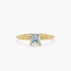 925 Sterling Silver Square Aquamarine Ring
