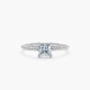 925 Sterling Silver Square Aquamarine Ring - Image 2