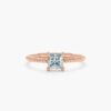 925 Sterling Silver Square Aquamarine Ring - Image 6