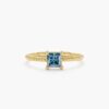 925 Sterling Silver Square Blue Topaz Ring