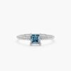925 Sterling Silver Square Blue Topaz Ring - Image 2