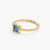 925 Sterling Silver Square Blue Topaz Ring - Image 3
