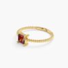 925 Sterling Silver Square Garnet Ring - Image 3
