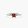 925 Sterling Silver Square Garnet Ring - Image 4
