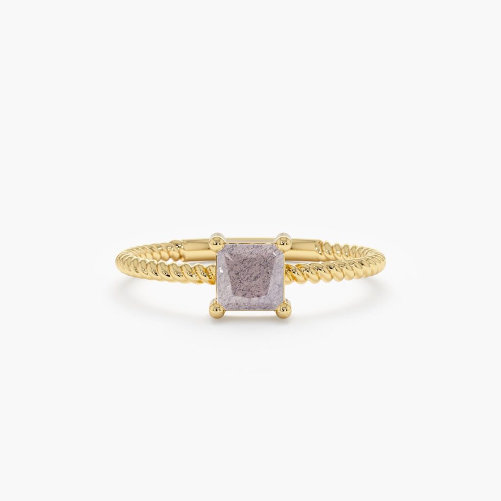 925 Sterling Silver Square Labradorite Ring