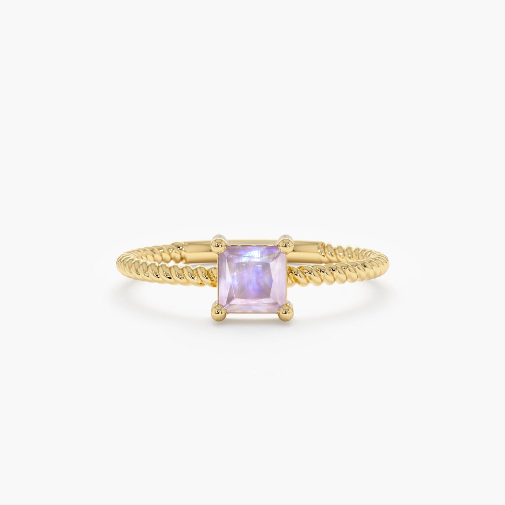 925 Sterling Silver Square Moonstone Ring