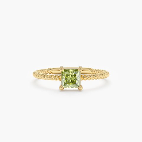925 Sterling Silver Square Peridot Braided Band