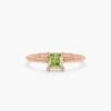 925 Sterling Silver Square Peridot Braided Band - Image 3