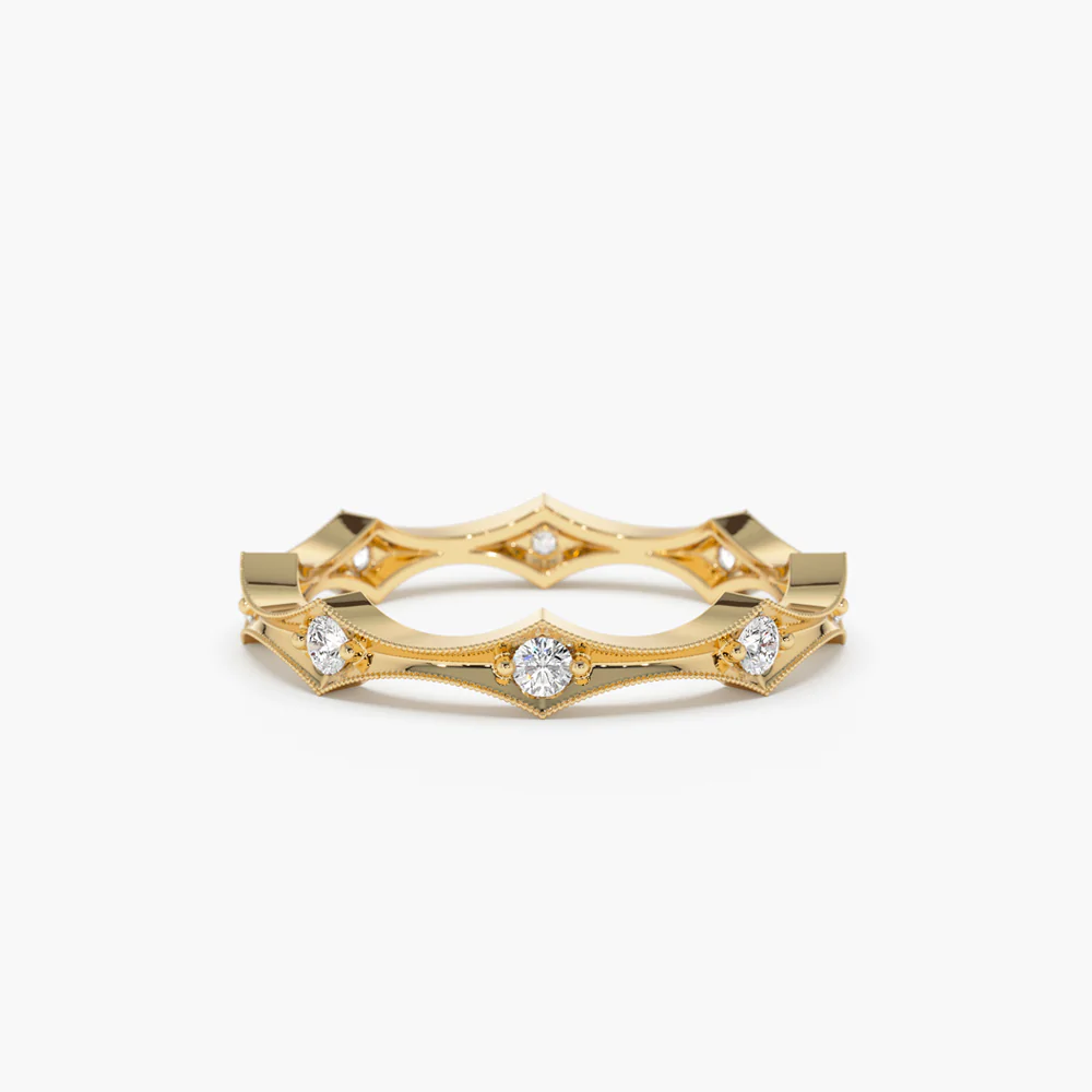 925 Sterling Silver Stackable Art Deco Diamond Wedding Band