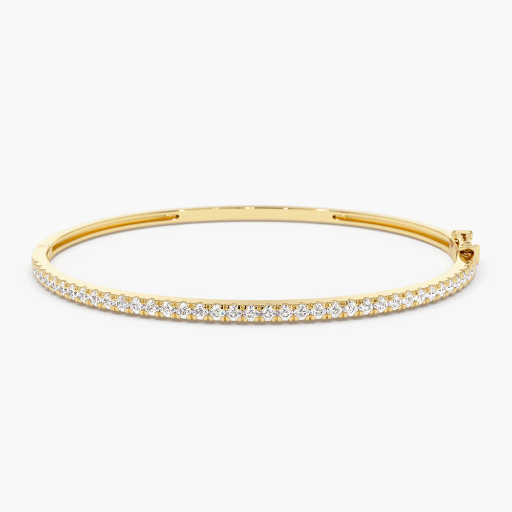 925 Sterling Silver Stacking Micro Pave Diamond Bangle 0.90 ctw