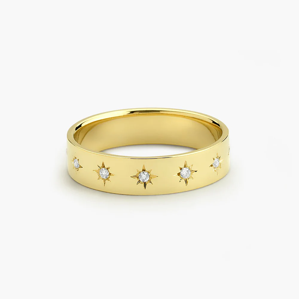 925 Sterling Silver Starburst Diamond Signet Ring