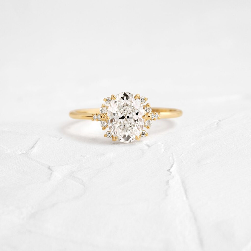 925 Sterling Silver Stargaze Ring, Oval Cut Diamond Engagement Ring