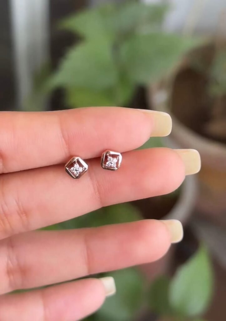 925 Sterling Silver Studs Diamond earrings