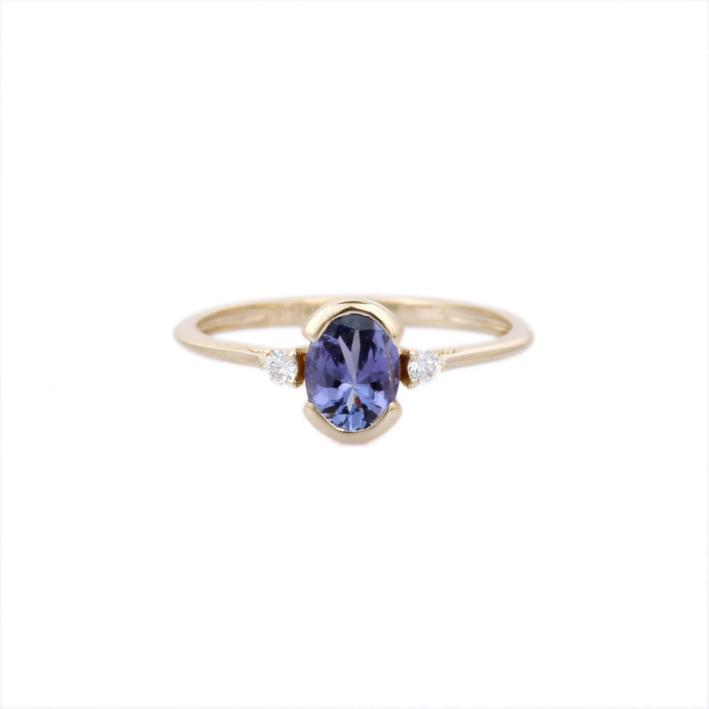925 Sterling Silver Tanzanite & Diamond Promise Ring